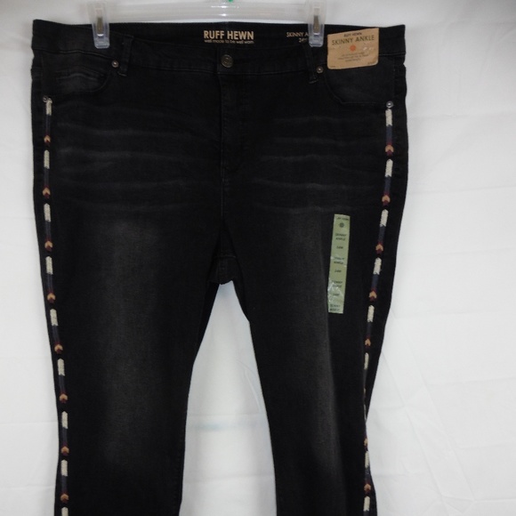 Ruff Hewn Denim - NWT Ruff Hewn Plus Sz 24 Black Embroidered Skinny
